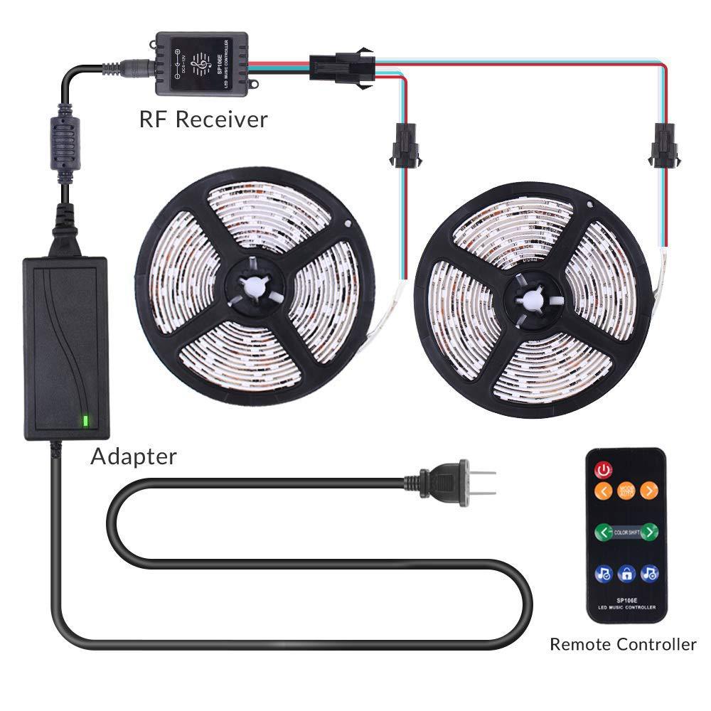 DC12V WS2811 30LEDs/m 5050SMD Dream Color Waterproof IP65 LED Addressable LED Strip Light With Music Controller + 9keys RF Remote + 3A Power Supply Kits, 16.4ft For Sale DC12V WS2811 30LEDs/m 5050SMD Dream Color Waterproof IP65 LED Addressable LED Strip Light With Music Controller + 9keys RF Remote + 3A Power Supply Kits, 16.4ft For Sale